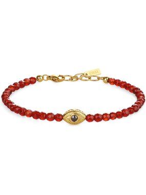 Evil Eye Beaded Bracelet for Women, 4MM Black Tourmaline Lapis Lazuli Gemstone